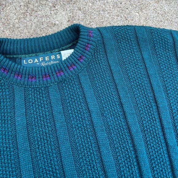 Vintage 90s Crewneck Ribbed Knit Sweater | Loafers | Size XL - Picture 4 of 5